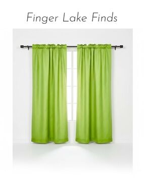 Pair of Target Spring Green Embroidered Curtains